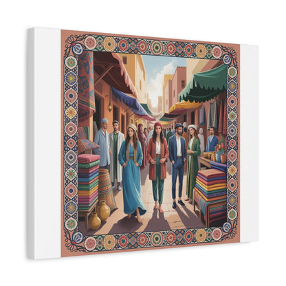 Colorful Market Scene Canvas Wall Art