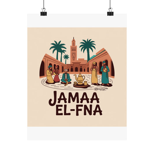 Jamaa El-Fna Matte Vertical Poster - Cultural Wall Art for Home Decor