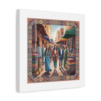 Colorful Market Scene Canvas Wall Art