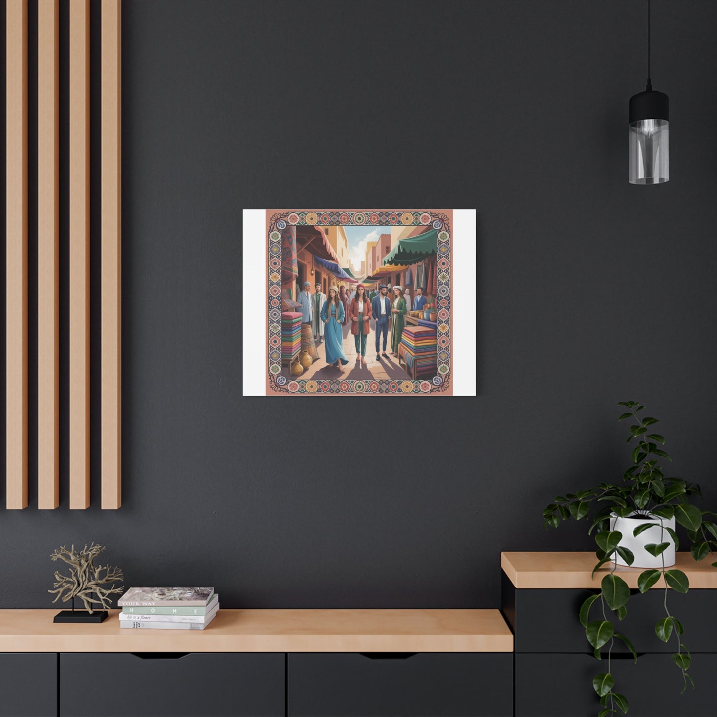 Colorful Market Scene Canvas Wall Art