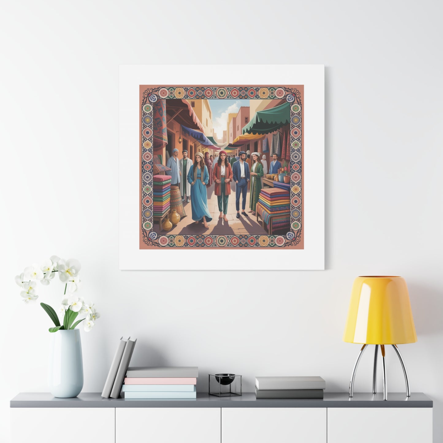 Colorful Market Scene Canvas Wall Art