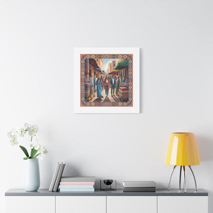 Colorful Market Scene Canvas Wall Art