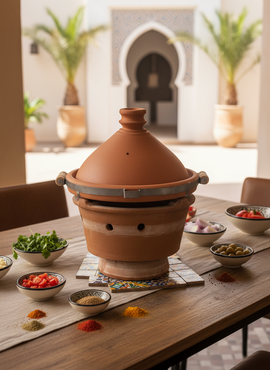 Moroccan Tagine 34cm + Brazier (Mejmer)